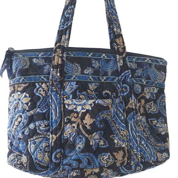 Vera Bradley Vintage 2006 Windsor Navy Molly Shoulder Tote Bag Blue and Gold main image 3